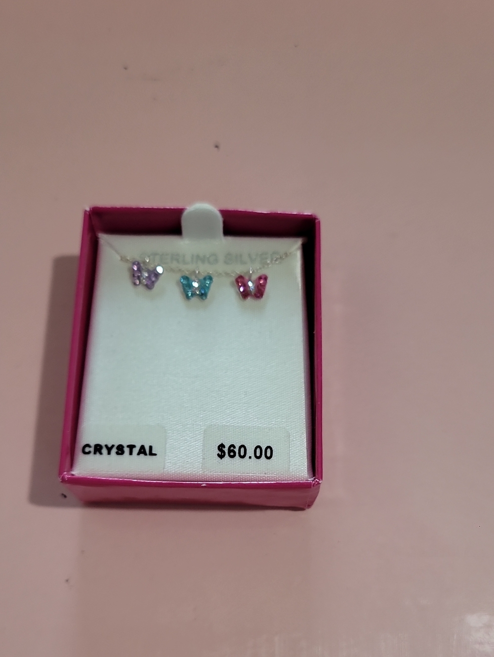 Sterling Silver Crystal Butterfly Neclase!! Nwt